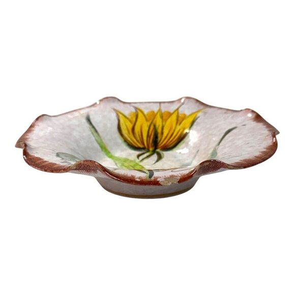 Vintage Italy Pottry Hand-Painted Italian Ceramic Floral Decorative Bowl 7" READ - Picture 1 of 11